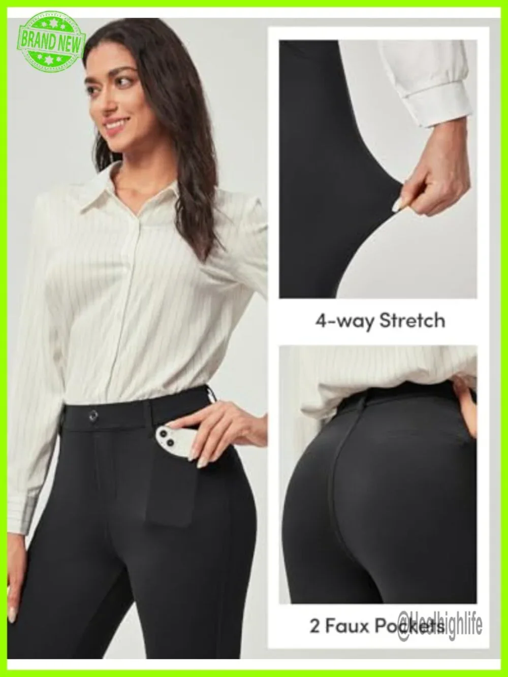 Stretchy Work Pants for Women Pull on Dress Pants High Waisted Business Casual